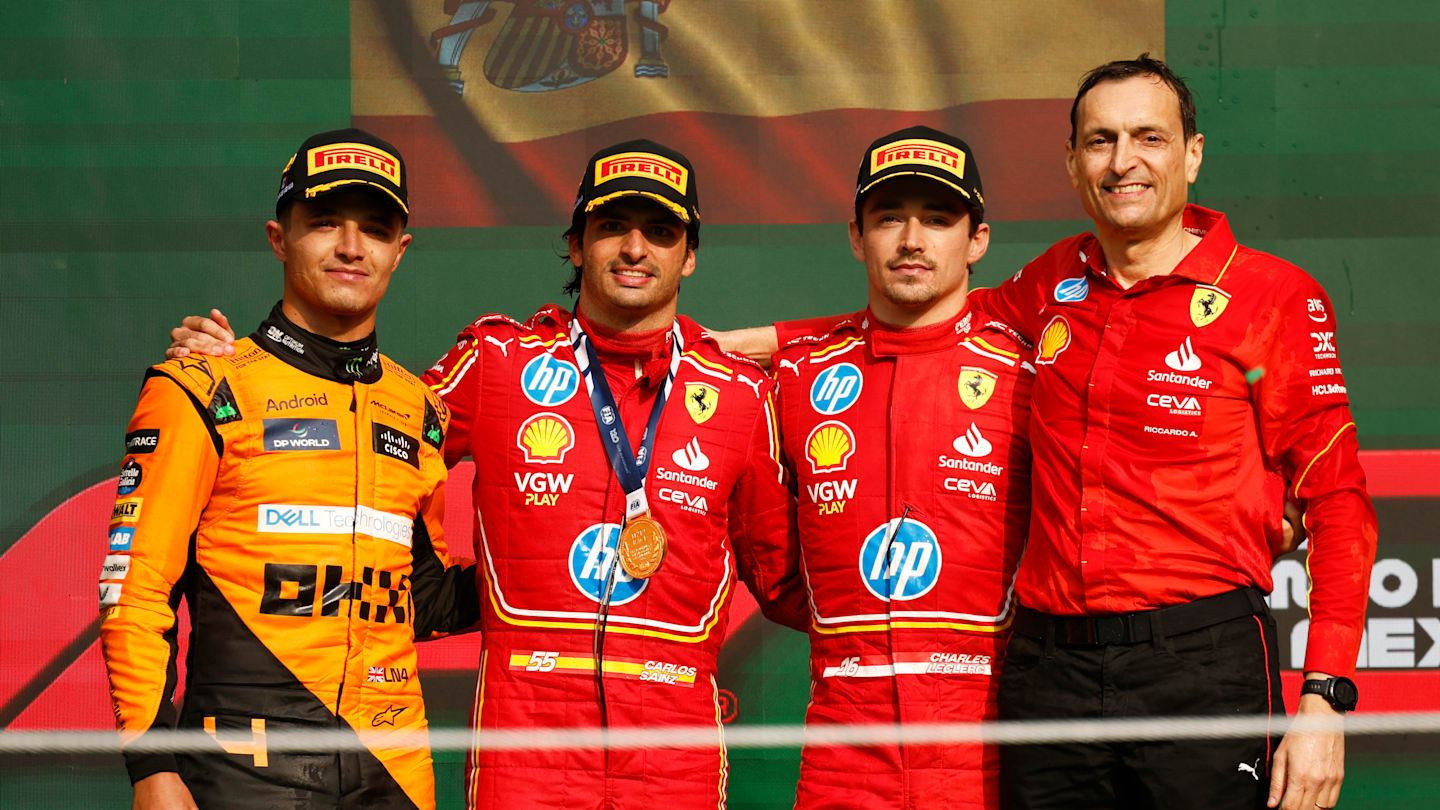 MEXICO CITY, MEXICO - OCTOBER 27: Race winner Carlos Sainz of Spain and Ferrari, Second placed