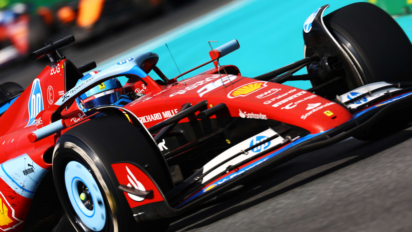 MIAMI, FLORIDA - MAY 05: Charles Leclerc of Monaco driving the (16) Ferrari SF-24 on track during