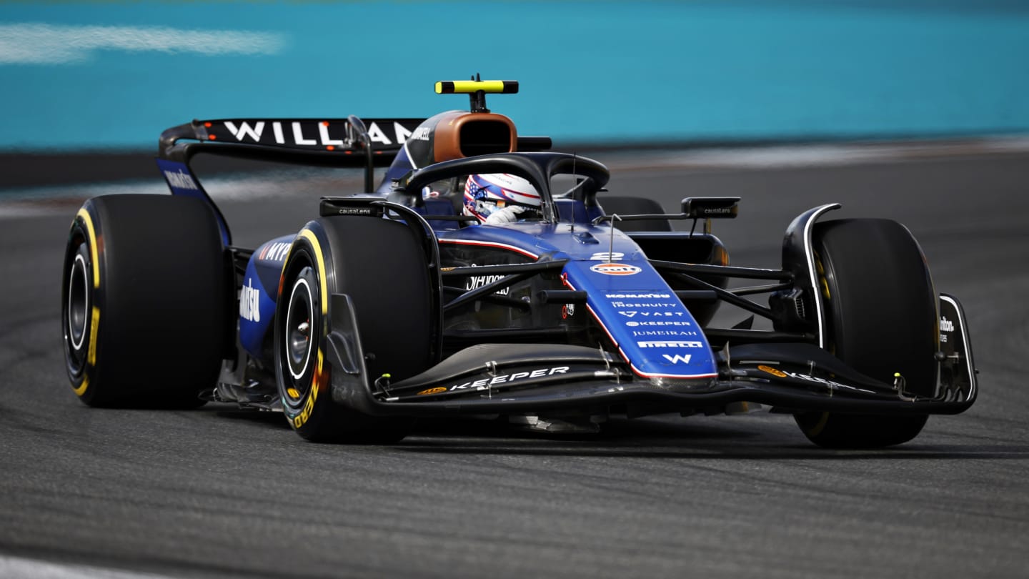 MIAMI, FLORIDA - MAY 03: Logan Sargeant of United States driving the (2) Williams FW46 Mercedes on