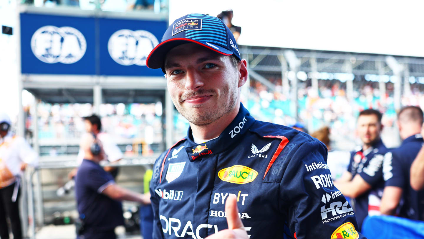 MIAMI, FLORIDA - MAY 03: Max Verstappen of the Netherlands driving the (1) Oracle Red Bull Racing