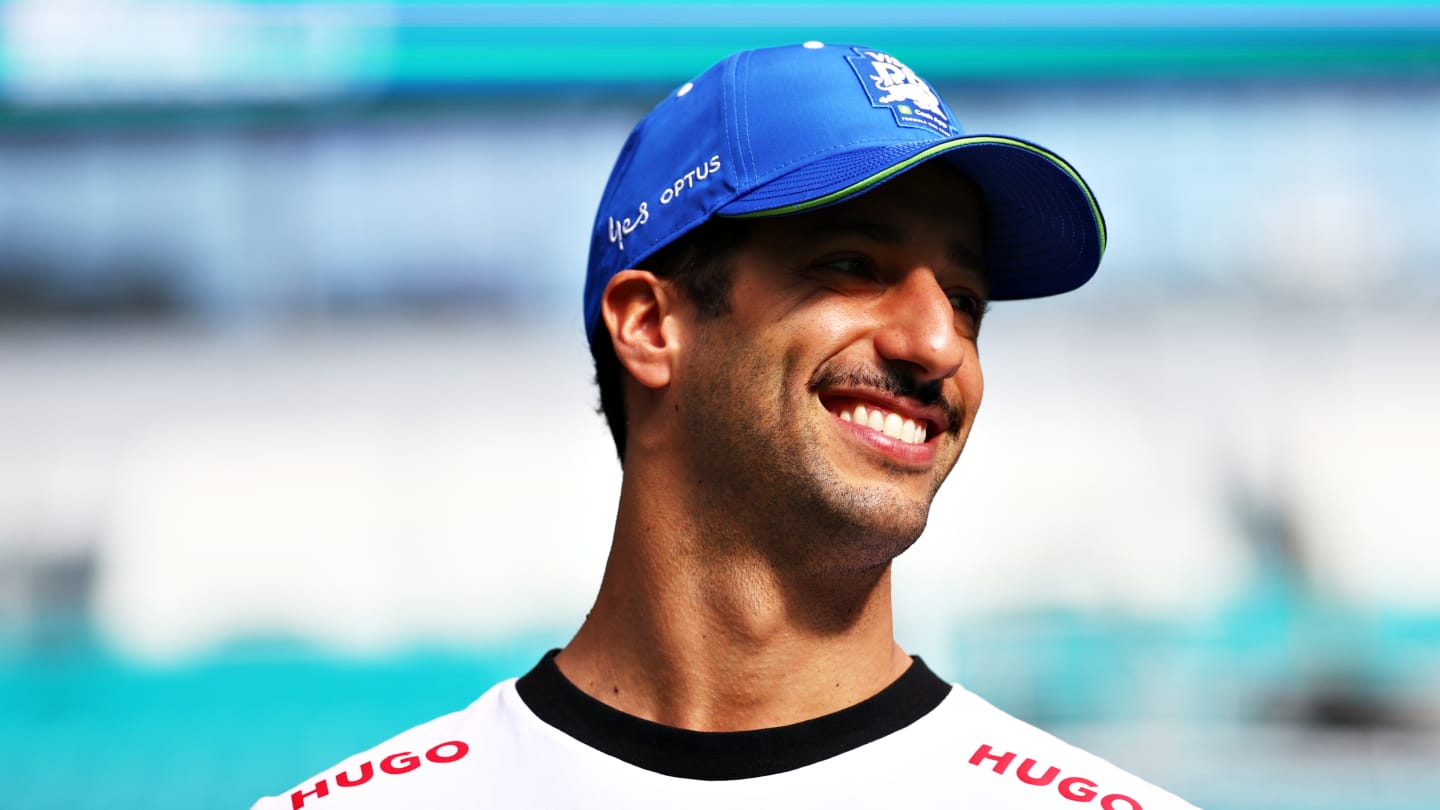 MIAMI, FLORIDA - MAY 04: Daniel Ricciardo of Australia and Visa Cash App RB walks in the Paddock