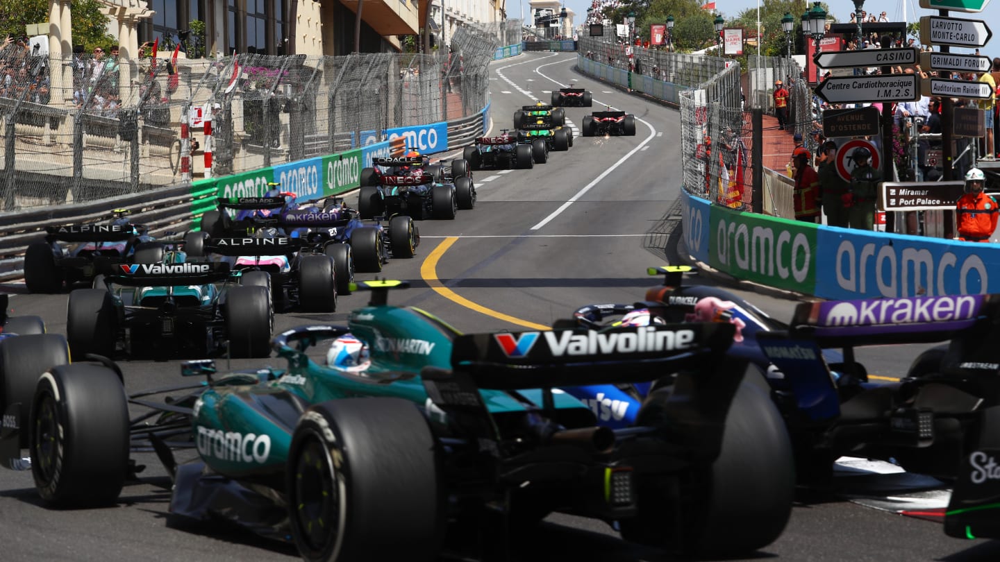 MONTE-CARLO, MONACO - MAY 26: A rear view at the start during the F1 Grand Prix of Monaco at