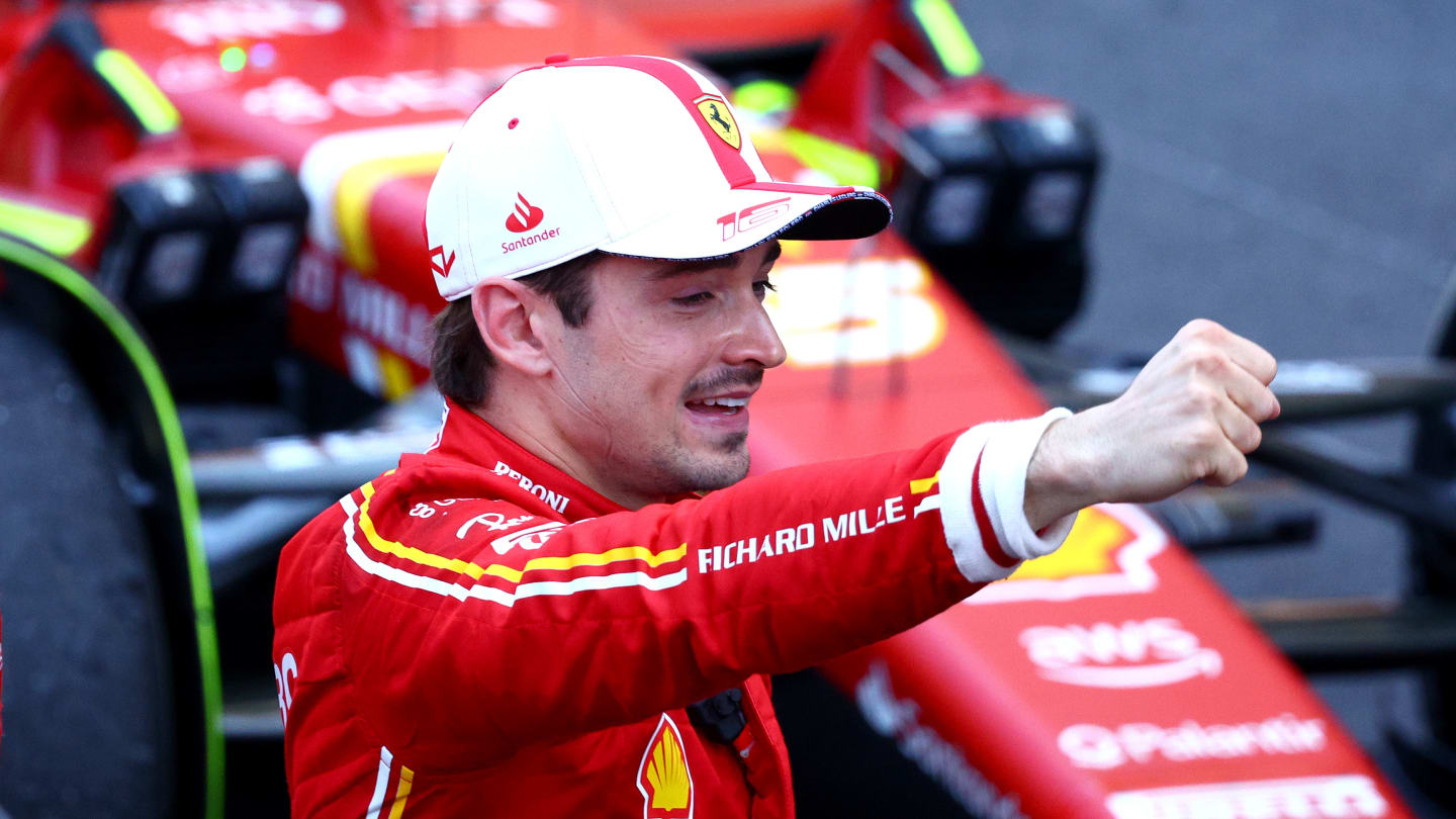 MONTE-CARLO, MONACO - MAY 26: Race winner Charles Leclerc of Monaco and Ferrari celebrates in parc