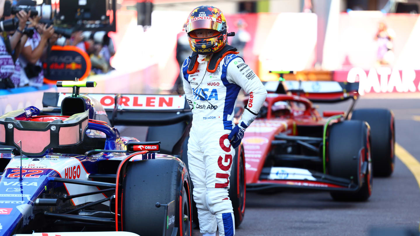 MONTE-CARLO, MONACO - MAY 25: 8th placed qualifier Yuki Tsunoda of Japan and Visa Cash App RB looks on in parc ferme during qualifying ahead of the F1 Grand Prix of Monaco at Circuit de Monaco on May 25, 2024 in Monte-Carlo, Monaco. (Photo by Mark Thompson/Getty Images)