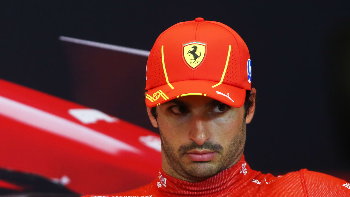 MONTE-CARLO, MONACO - MAY 25: Third placed qualifier Carlos Sainz of Spain and Ferrari attends the