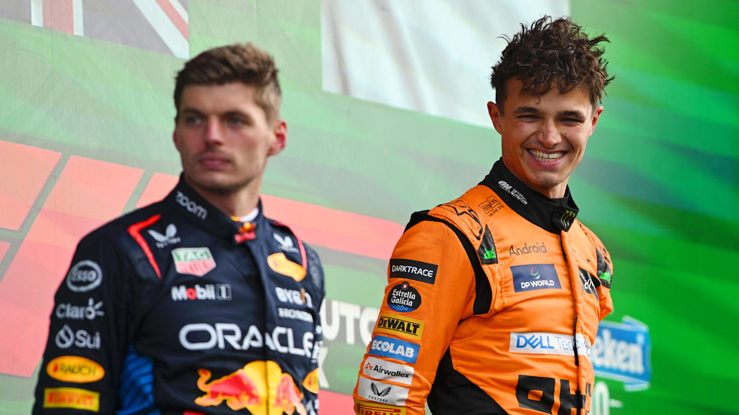 ZANDVOORT, NETHERLANDS - AUGUST 25: Race winner Lando Norris of Great Britain and McLaren and