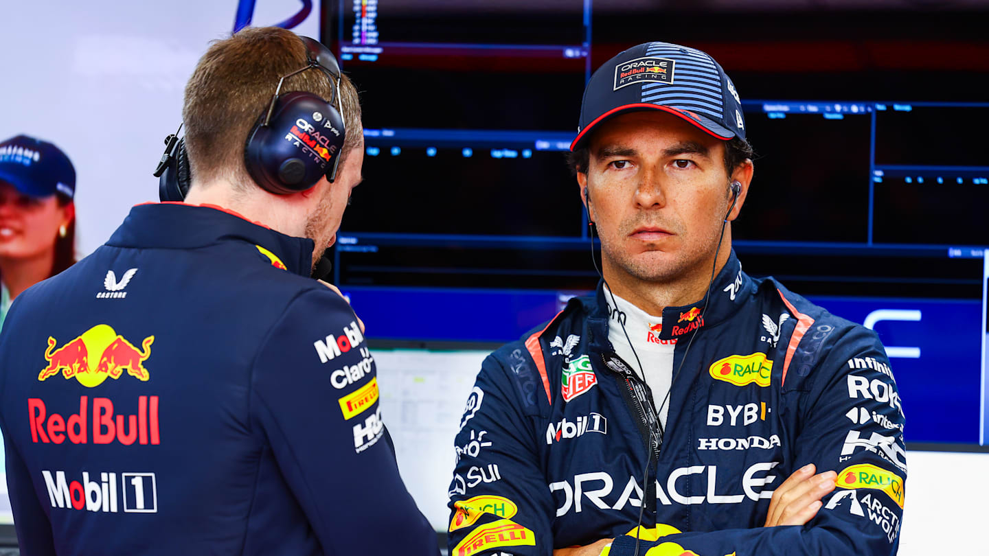 ZANDVOORT, NETHERLANDS - AUGUST 23: Sergio Perez of Mexico and Oracle Red Bull Racing looks on in