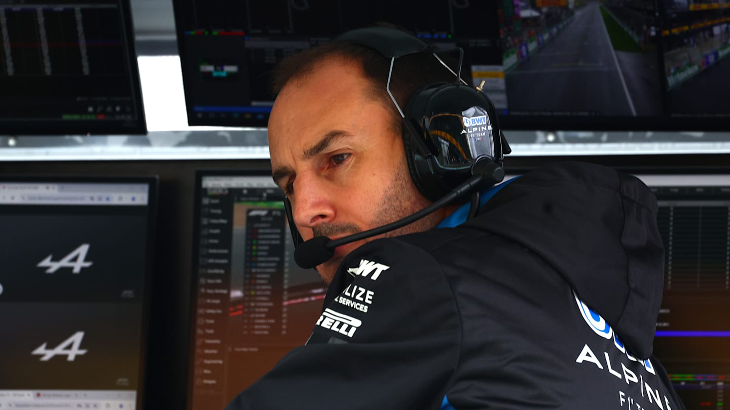 ZANDVOORT, NETHERLANDS - AUGUST 23: Oliver Oakes, Team Principle of BWT Alpine F1 Team looks on from the pit wall during practice ahead of the F1 Grand Prix of Netherlands at Circuit Zandvoort on August 23, 2024. (Photo by Clive Rose/Getty Images)