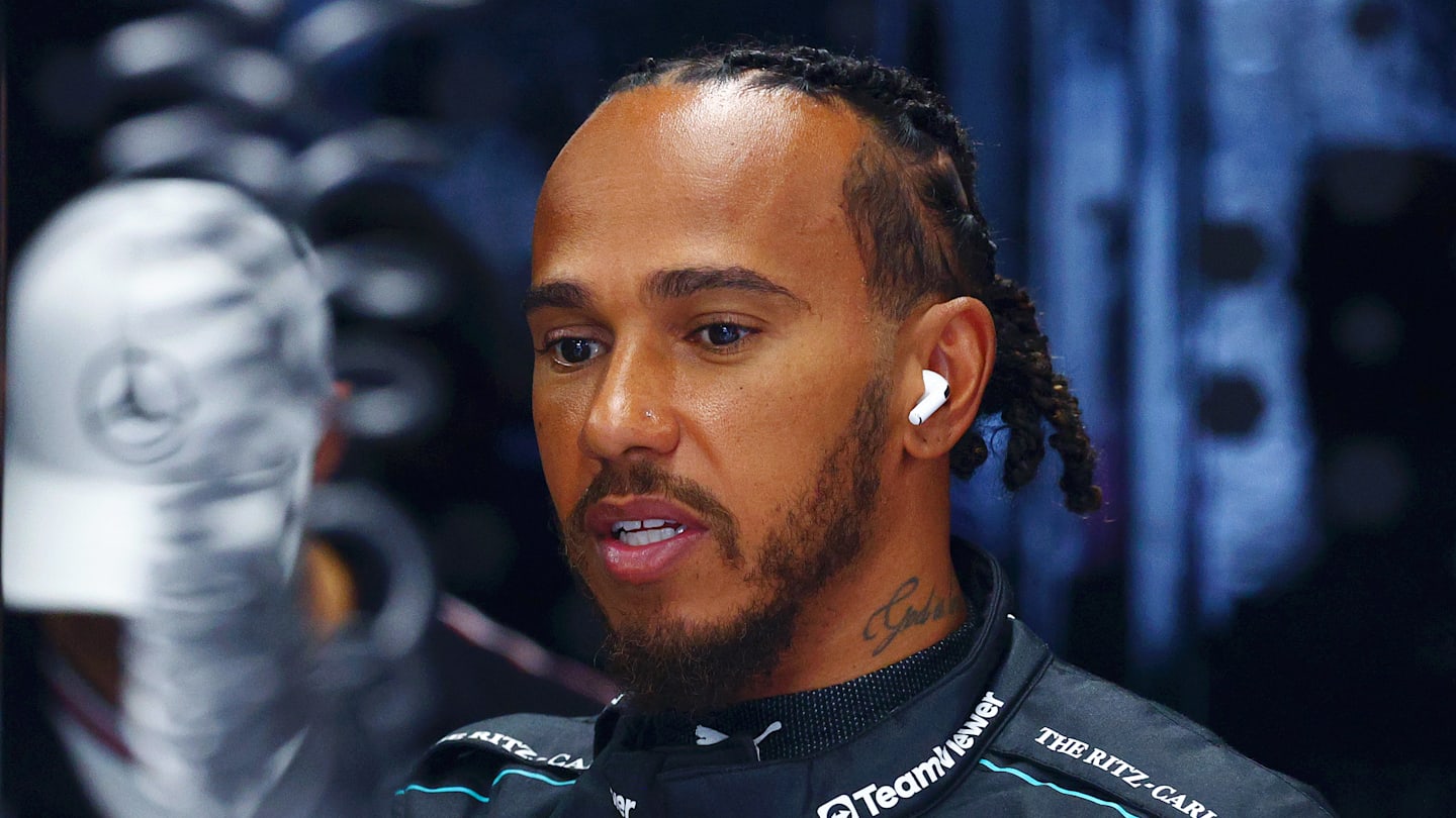 ZANDVOORT, NETHERLANDS - AUGUST 24: Lewis Hamilton of Great Britain and Mercedes looks on in the