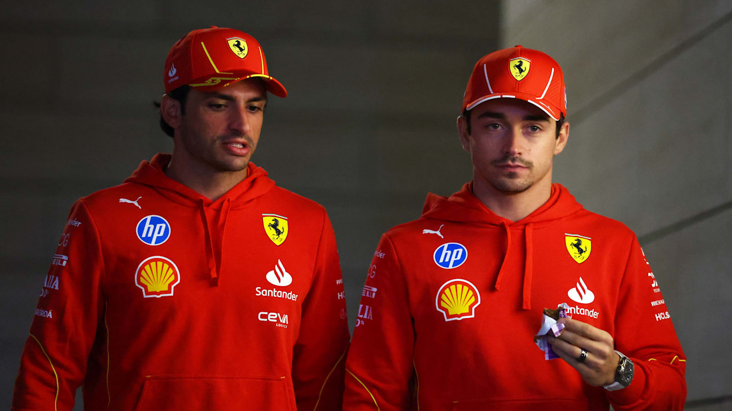LUSAIL CITY, QATAR - NOVEMBER 28: Carlos Sainz of Spain and Ferrari nd Charles Leclerc of Monaco
