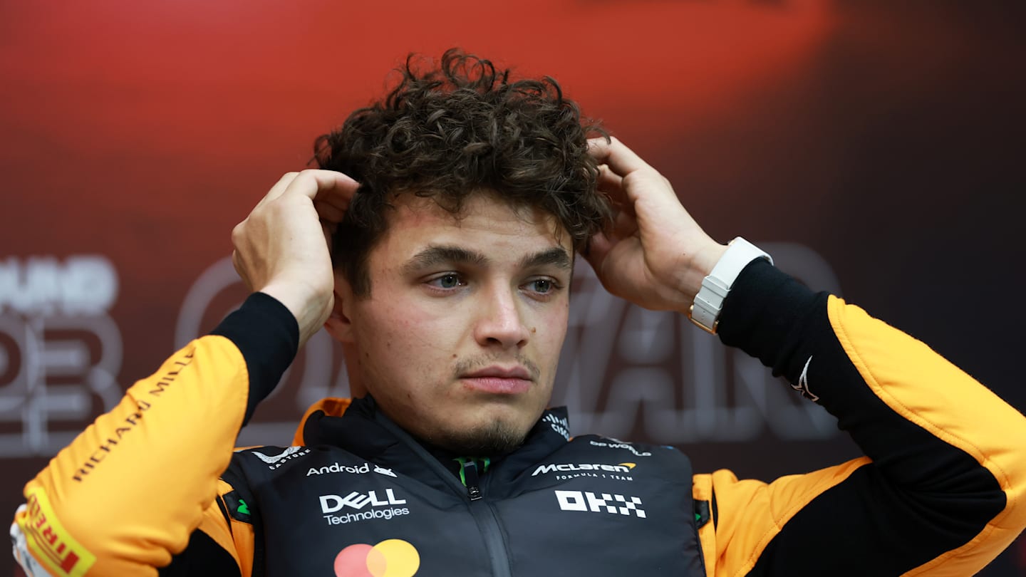 LUSAIL CITY, QATAR - NOVEMBER 30: Third placed qualifier Lando Norris of Great Britain and McLaren