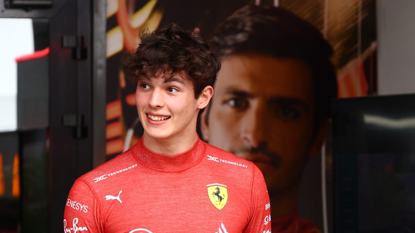 JEDDAH, SAUDI ARABIA - MARCH 08: Oliver Bearman of Great Britain and Ferrari walks in the Paddock.