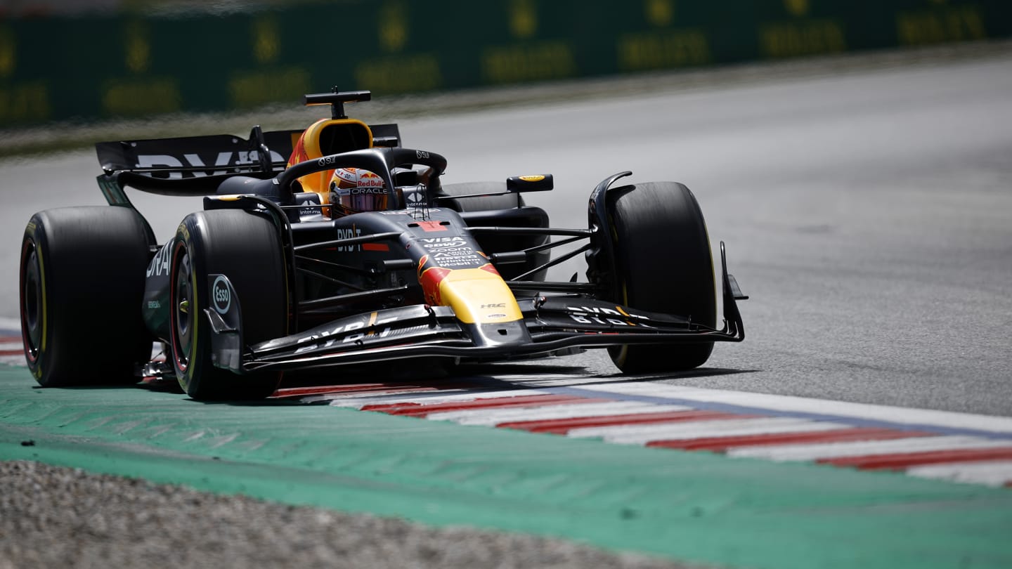 BARCELONA, SPAIN - JUNE 23: Max Verstappen of the Netherlands driving the (1) Oracle Red Bull