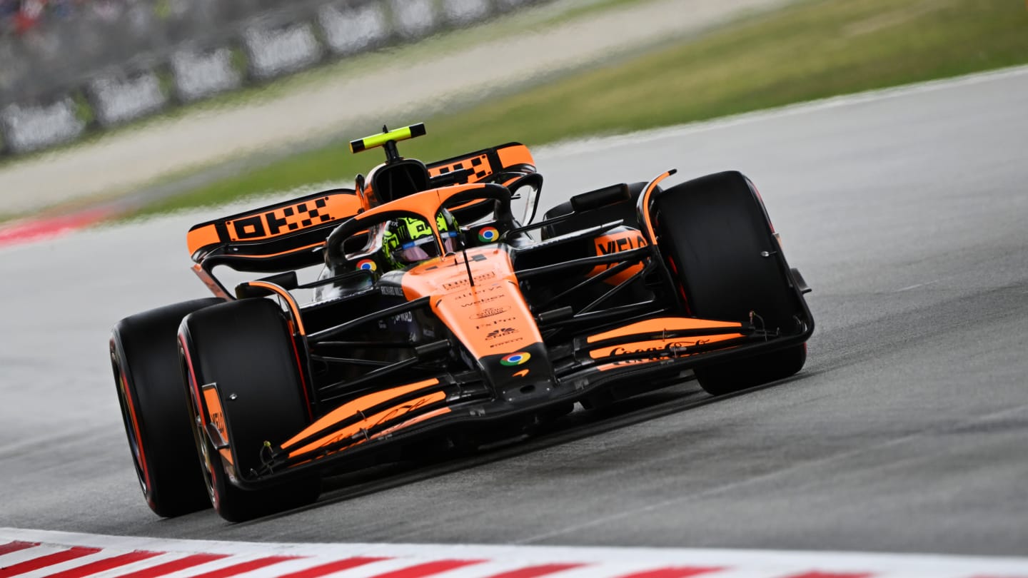 BARCELONA, SPAIN - JUNE 22: Lando Norris of Great Britain driving the (4) McLaren MCL38 Mercedes on