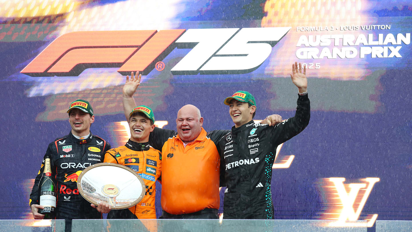 MELBOURNE, AUSTRALIA - MARCH 16: Second placed Max Verstappen of the Netherlands and Oracle Red