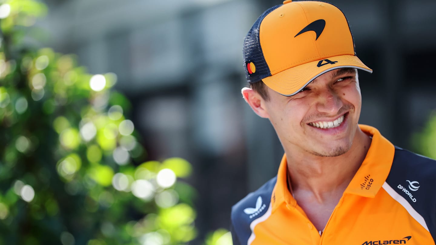 MELBOURNE, AUSTRALIA - MARCH 13: Lando Norris of Great Britain and McLaren looks on during previews