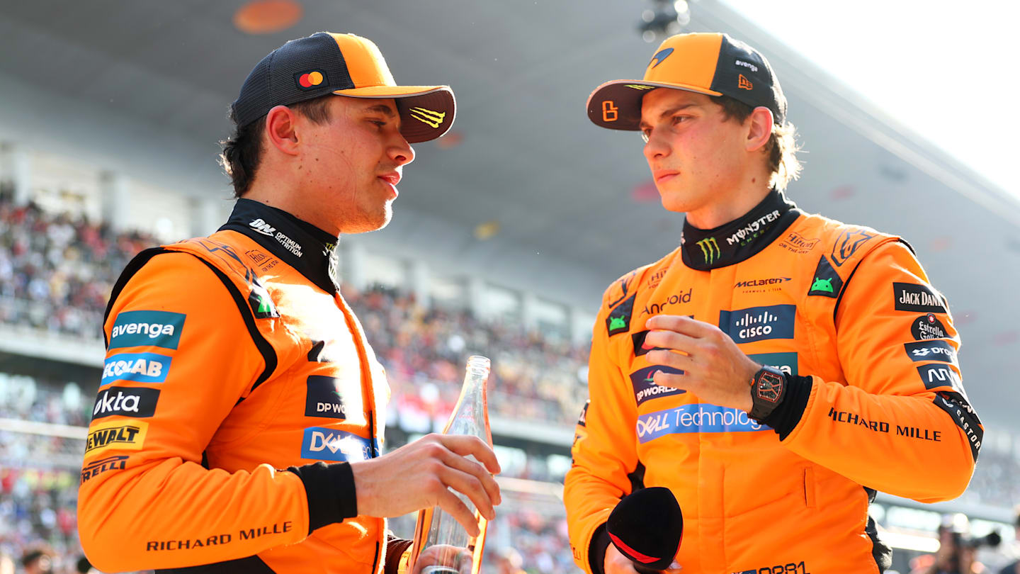 SHANGHAI, CHINA - MARCH 22: Pole position qualifier Oscar Piastri of Australia and McLaren and