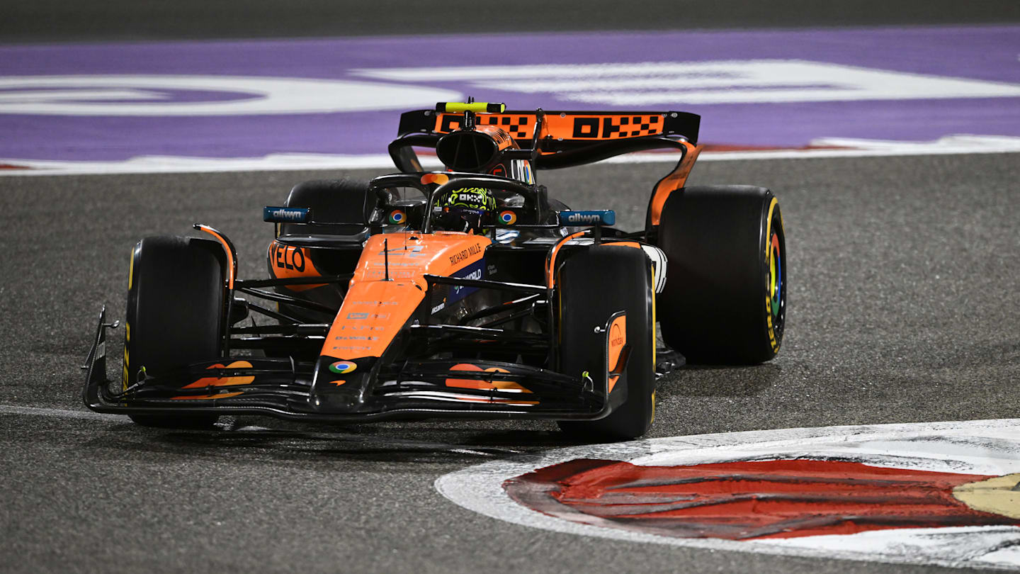 BAHRAIN, BAHRAIN - APRIL 13: Lando Norris of Great Britain driving the (4) McLaren MCL39 Mercedes