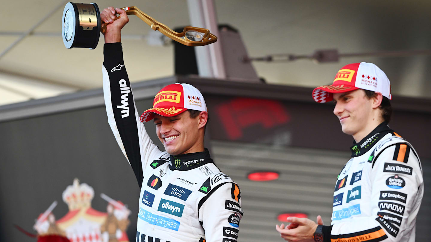 MONTE-CARLO, MONACO - MAY 25: Race winner Lando Norris of Great Britain and McLaren and Third
