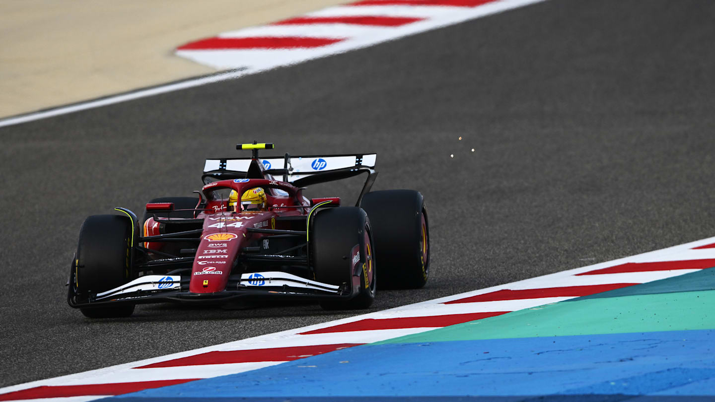 BAHRAIN, BAHRAIN - FEBRUARY 28: Lewis Hamilton of Great Britain driving the (44) Scuderia Ferrari