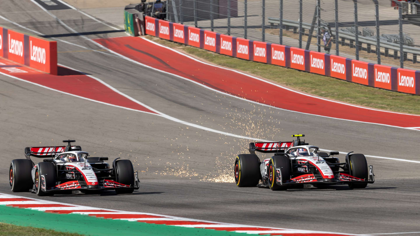 AUSTIN, TEXAS - OCTOBER 22: Thirteenth placed Nico Hulkenberg of Germany and Haas F1 reacts in parc
