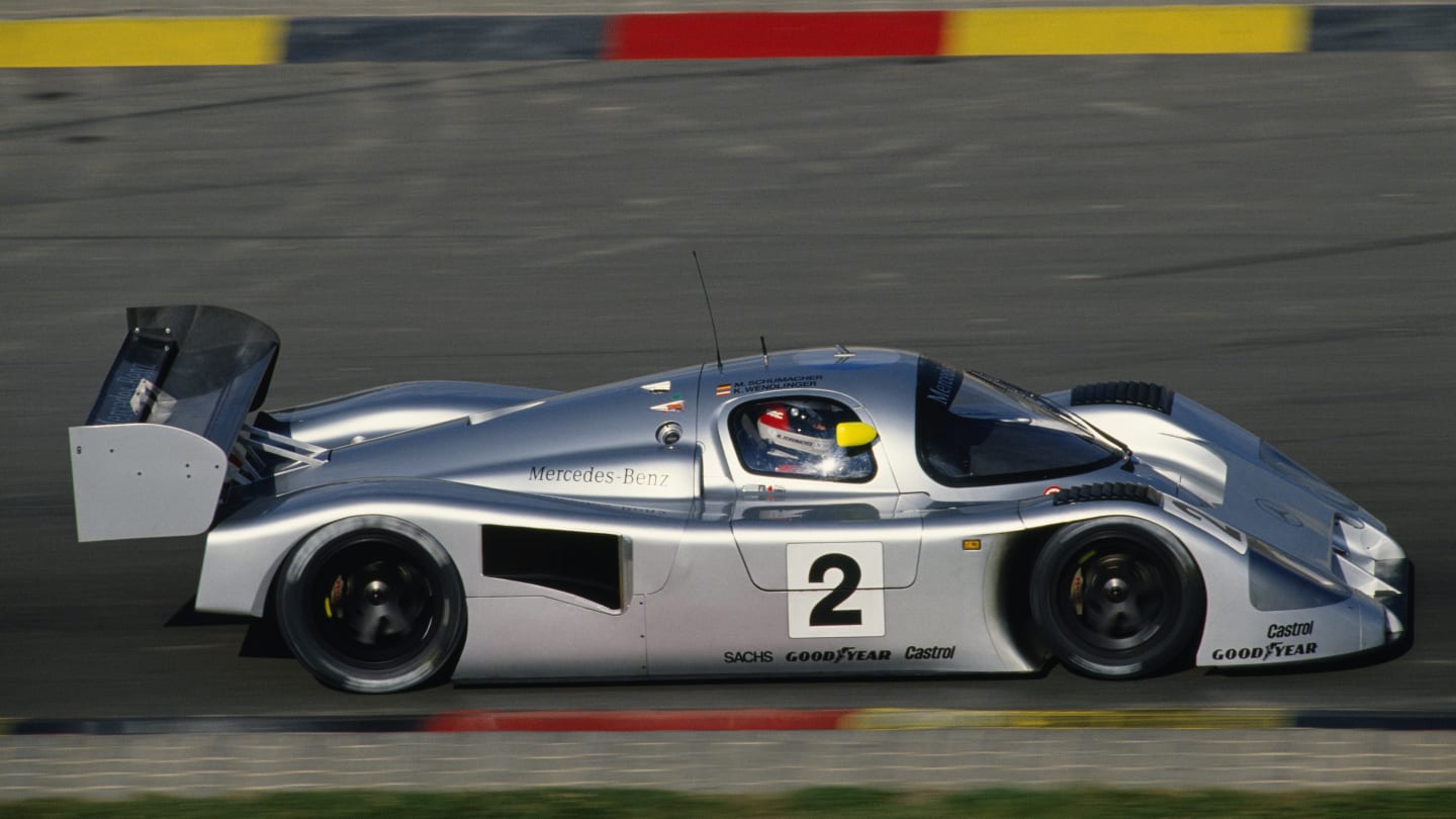 Michael Schumacher from Germany races the Sauber Mercedes-Benz during the 1991 ADAC