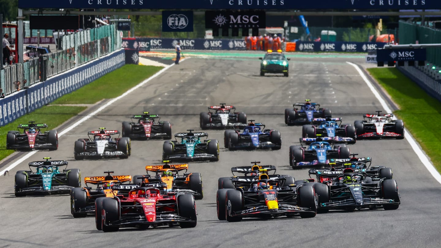 Start of the F1 Grand Prix of Belgium at Circuit de Spa-Francorchamps on July 30, 2023 in Spa,