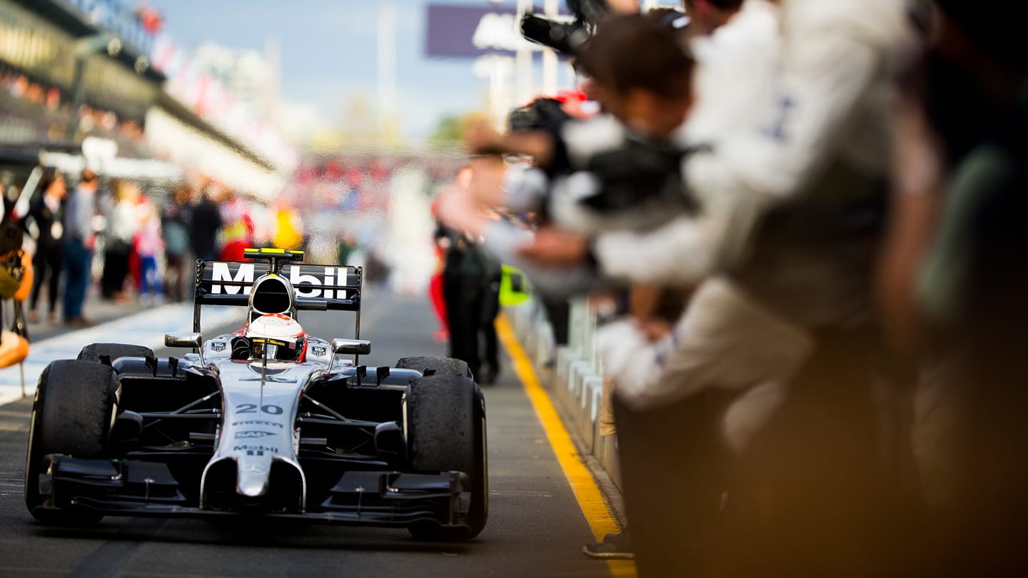 MELBOURNE, AUSTRALIA - MARCH 16:  Kevin Magnussen of Denmark and McLaren Mercedes celebrates after