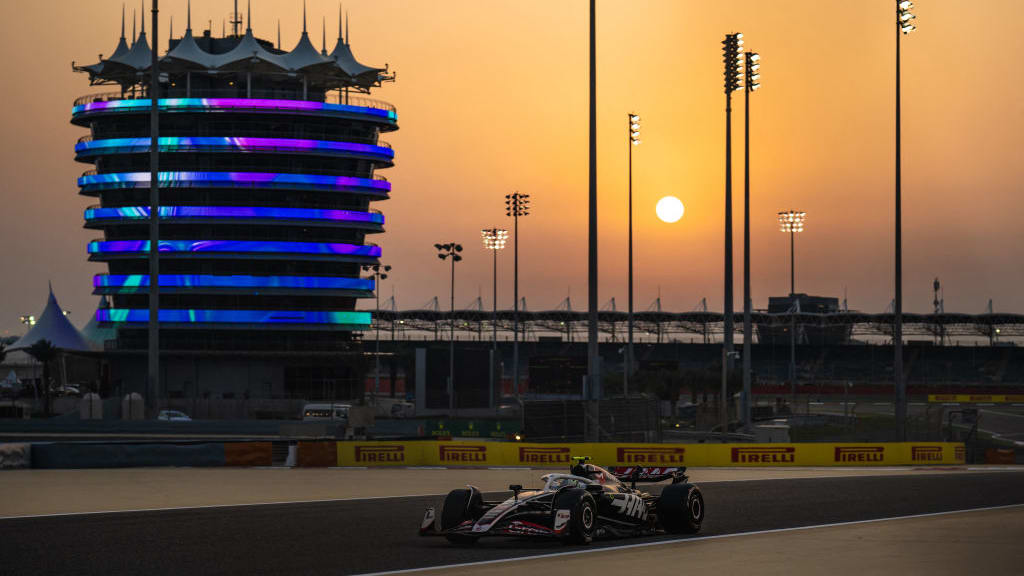 Haas F1 Team's German driver Nico Hulkenberg drives during the third day of the Formula One