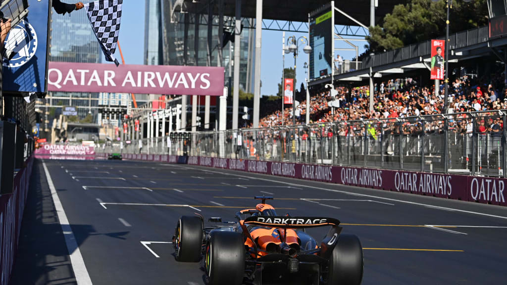 BAKU, AZERBAIJAN - SEPTEMBER 15: Race winner Oscar Piastri of Australia driving the (81) McLaren