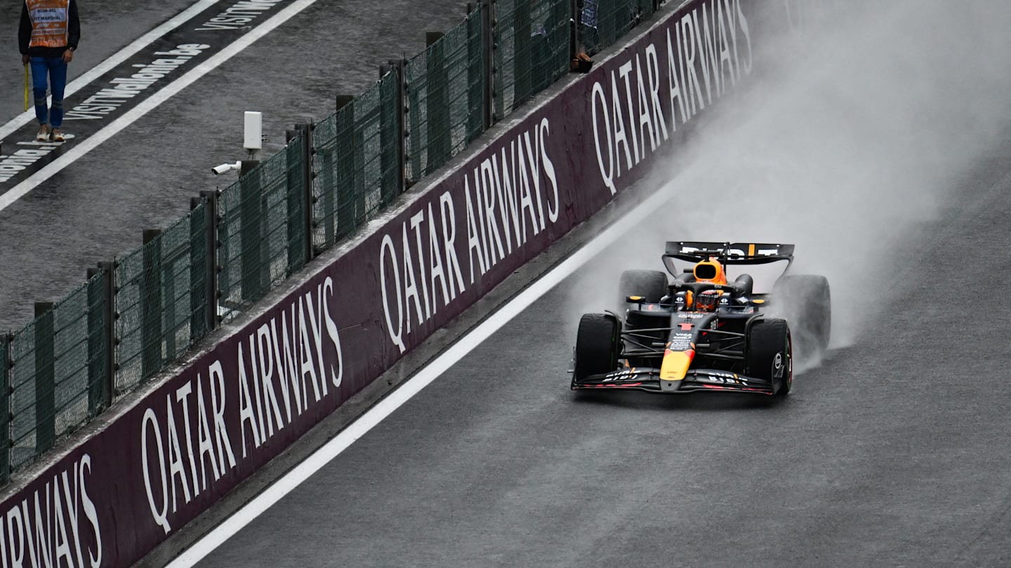 Red Bull Racing's Dutch driver Max Verstappen during a practice session ahead of the F1 race during