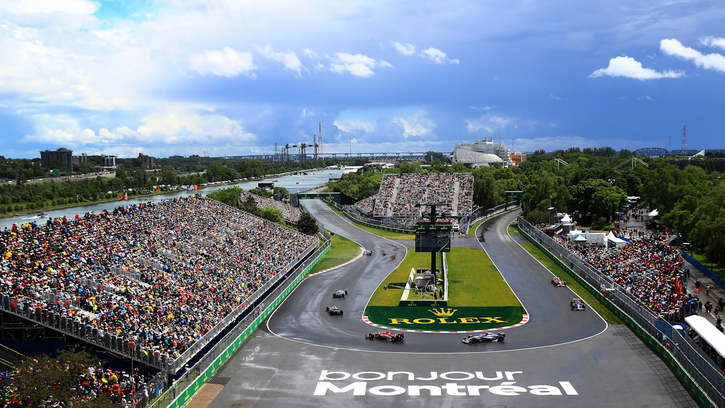 MONTREAL, QUEBEC - JUNE 09: A general view of the race action from The Hairpin Turn 10 during the