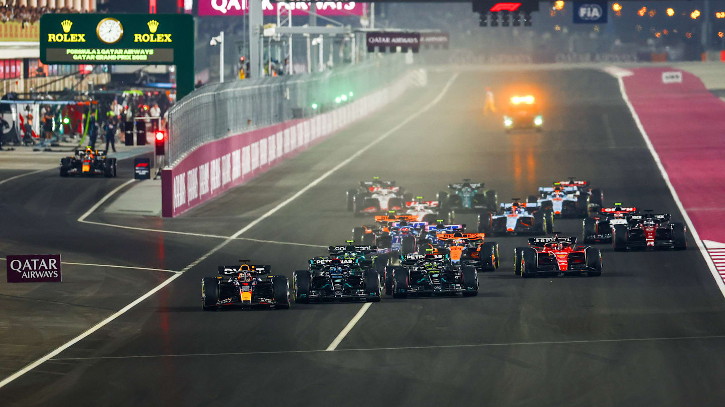 LUSAIL CITY, QATAR - OCTOBER 08: Max Verstappen of the Netherlands driving the (1) Oracle Red Bull