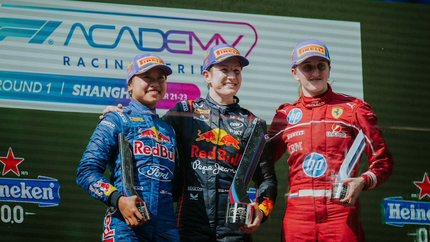 LONDON, ENGLAND - FEBRUARY 03: Red Bull F1 Academy driver Alisha Palmowski of Great Britain and