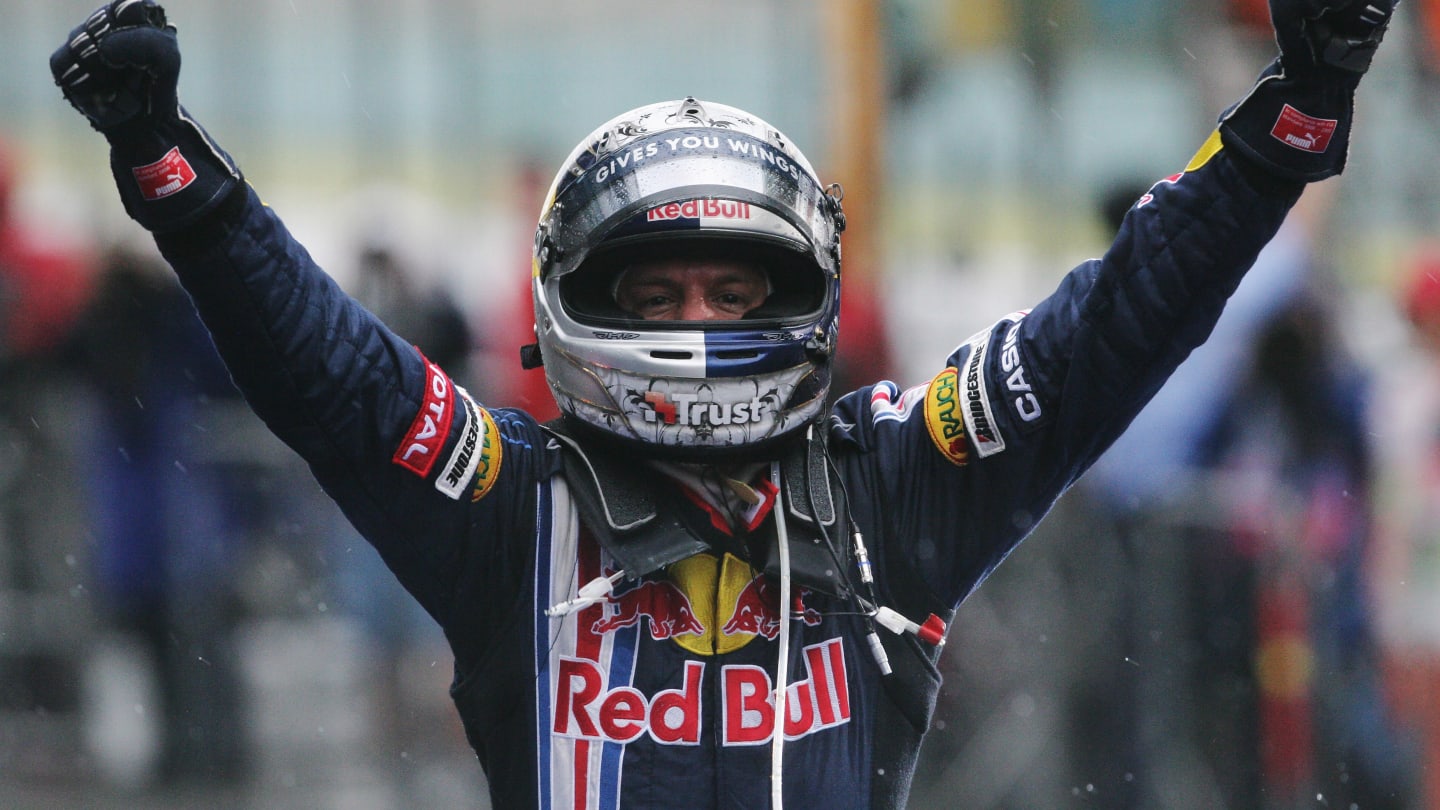 SHANGHAI, CHINA - APRIL 19:  Sebastian Vettel of Germany and Red Bull Racing celebrates in parc