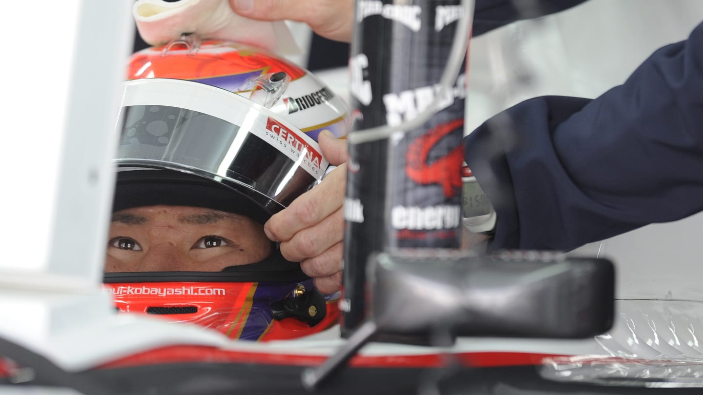 Sauber-Ferrari driver Kamui Kobayashi of Japan prepares to drive during the first free practise
