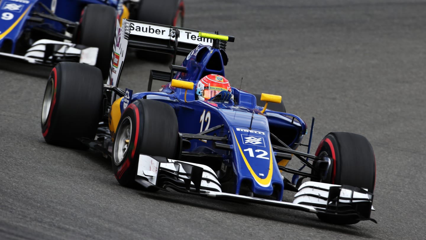HOCKENHEIM, GERMANY - JULY 31: Felipe Nasr of Brazil driving the (12) Sauber F1 Team Sauber C35