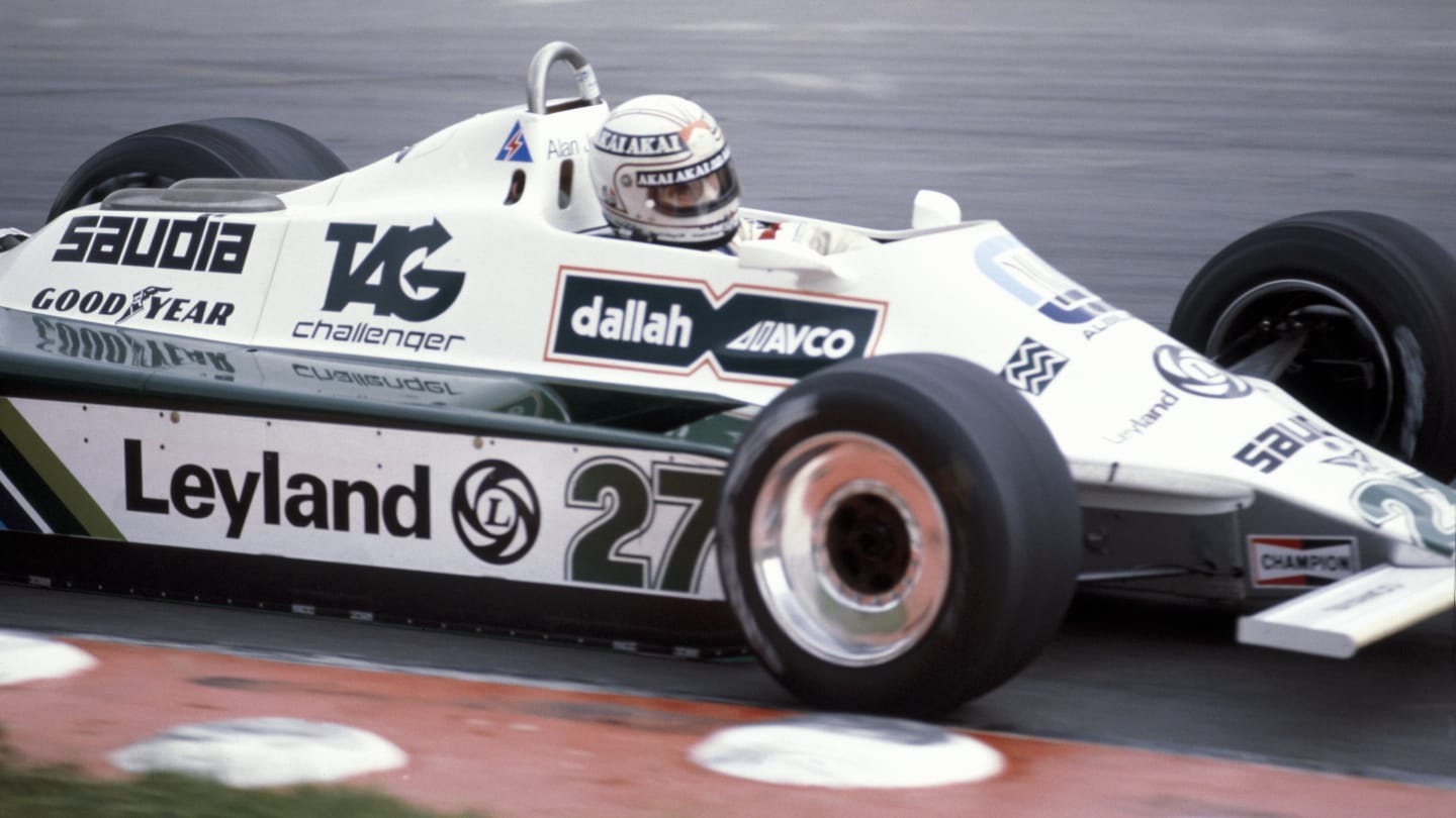 Alan Jones racing a Williams-Cosworth FW07B, British Grand Prix, Brands Hatch, Kent, 1980. He