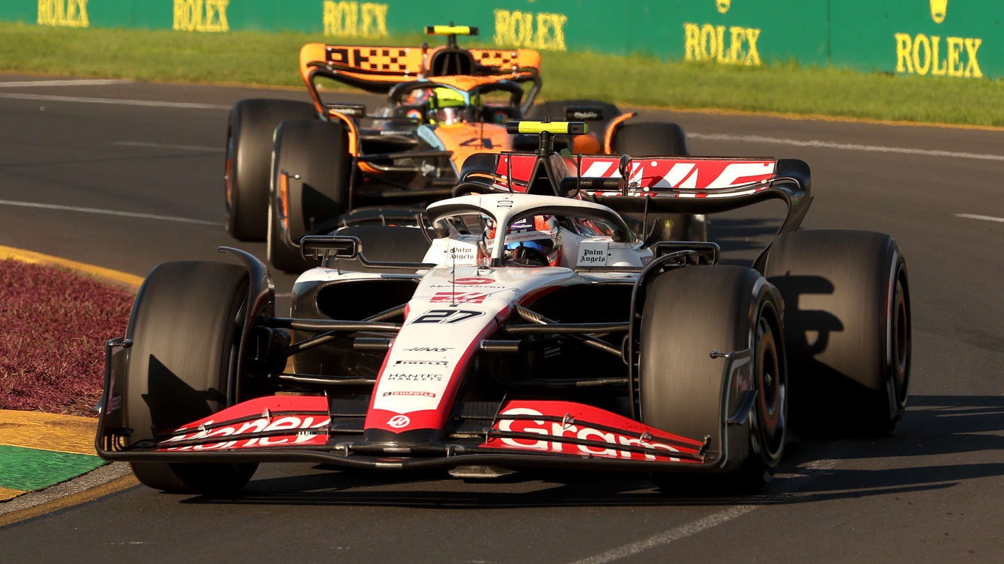 MELBOURNE, AUSTRALIA - APRIL 02: Nico Hulkenberg of Germany driving the (27) Haas F1 VF-23 Ferrari
