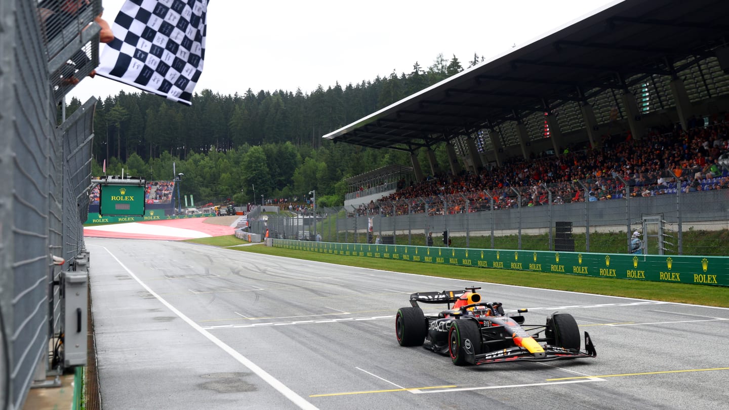 SPIELBERG, AUSTRIA - JULY 01: Sprint winner Max Verstappen of the Netherlands and Oracle Red Bull