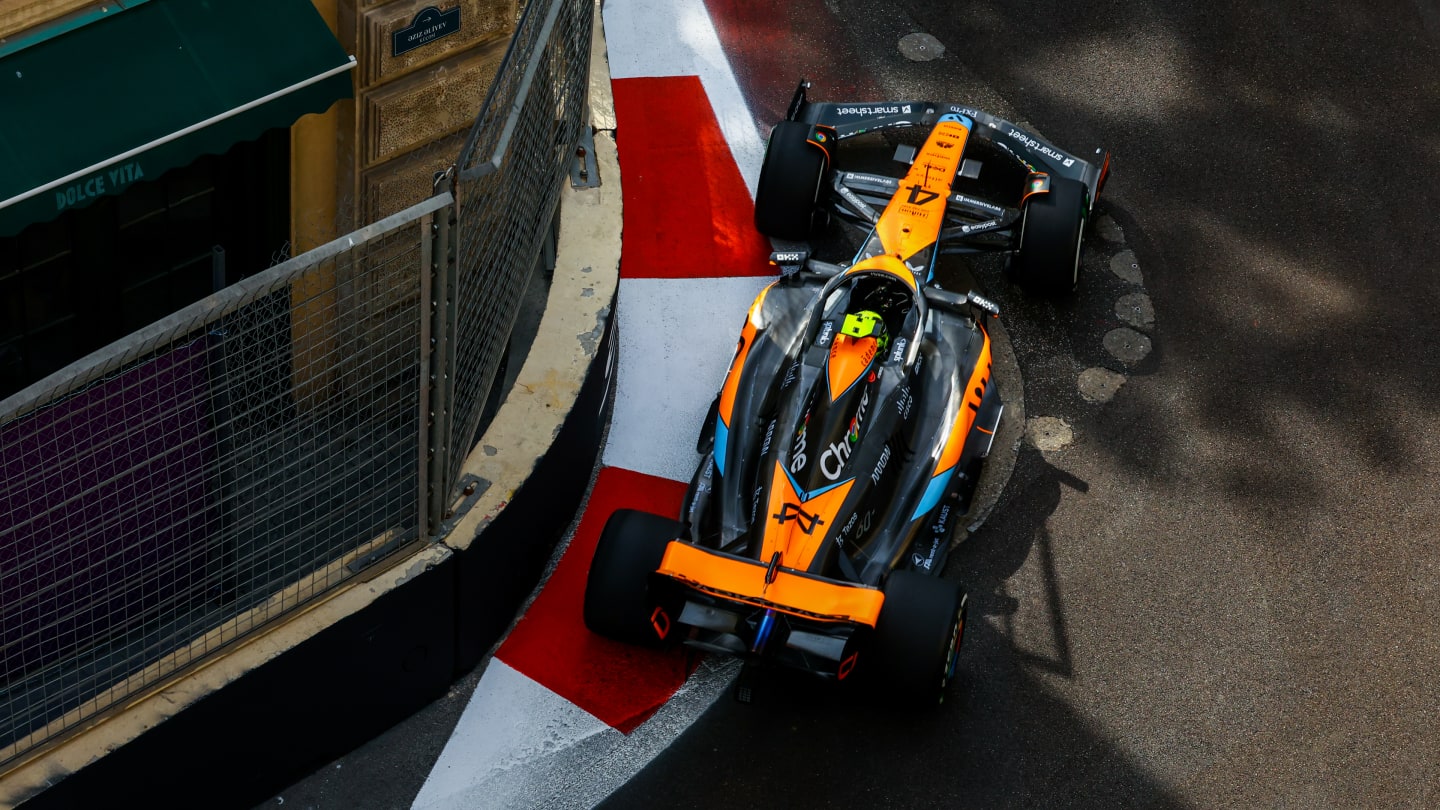 BAKU, AZERBAIJAN - APRIL 29: Oscar Piastri of Australia driving the (81) McLaren MCL60 Mercedes on