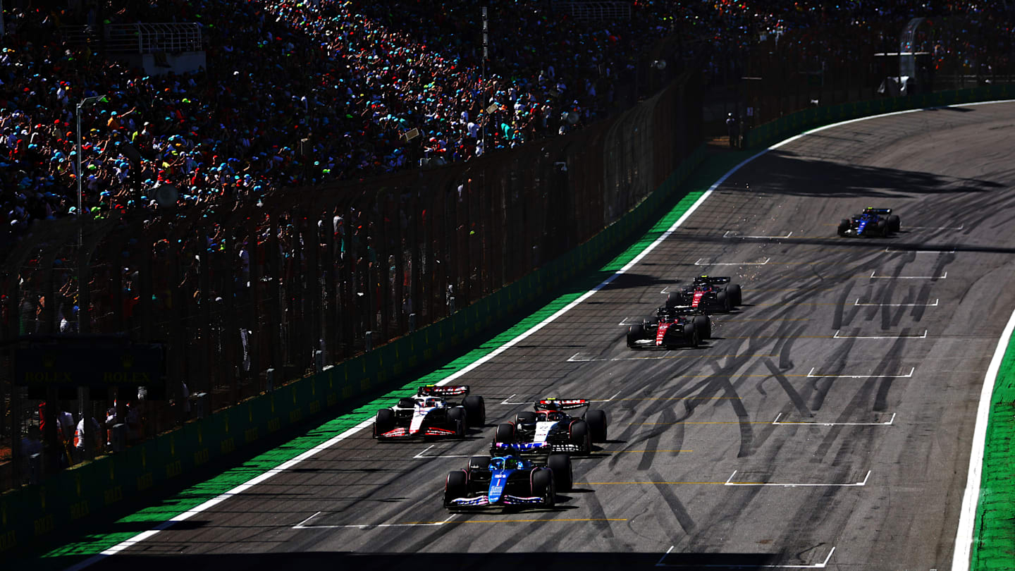 SAO PAULO, BRAZIL - NOVEMBER 05: Esteban Ocon of France driving the (31) Alpine F1 A523 Renault
