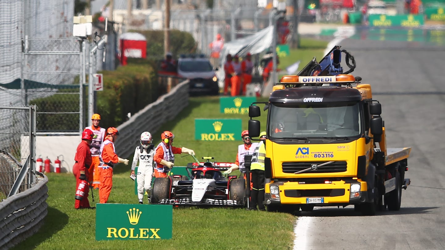 MONZA, ITALY - SEPTEMBER 02: 11th placed qualifier Yuki Tsunoda of Japan and Scuderia AlphaTauri