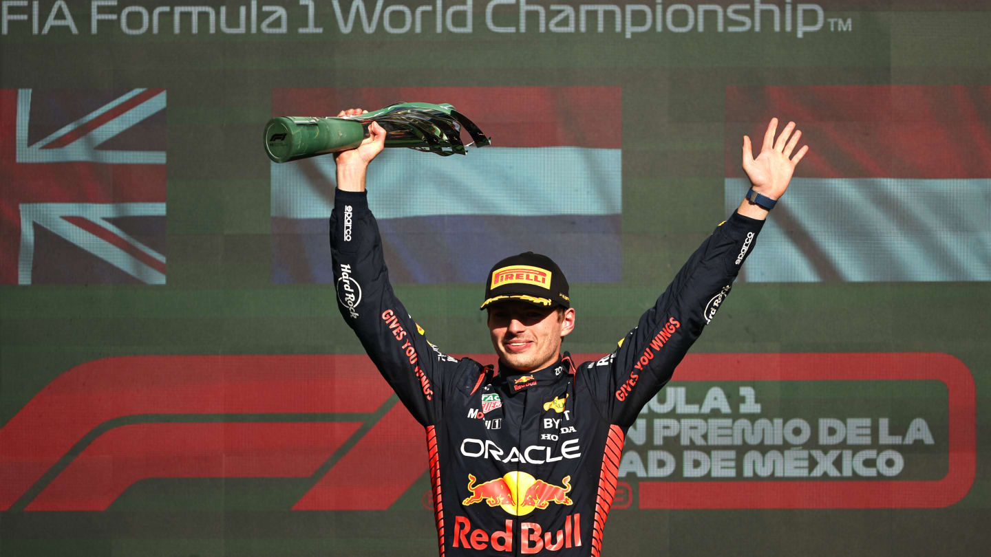 MEXICO CITY, MEXICO - OCTOBER 29: Race winner Max Verstappen of the Netherlands and Oracle Red Bull