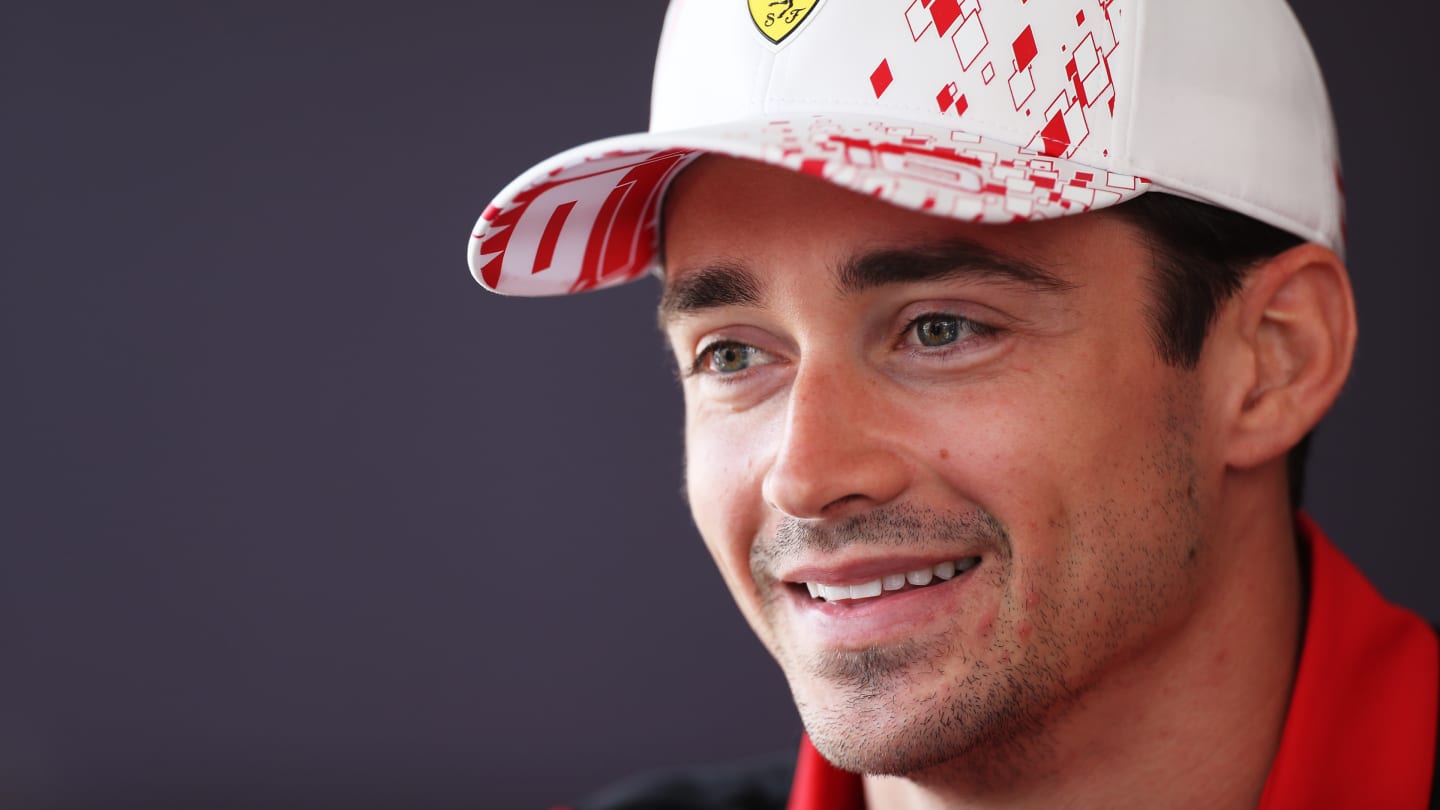 MONTE-CARLO, MONACO - MAY 25: Charles Leclerc of Monaco and Ferrari talks to the media in the