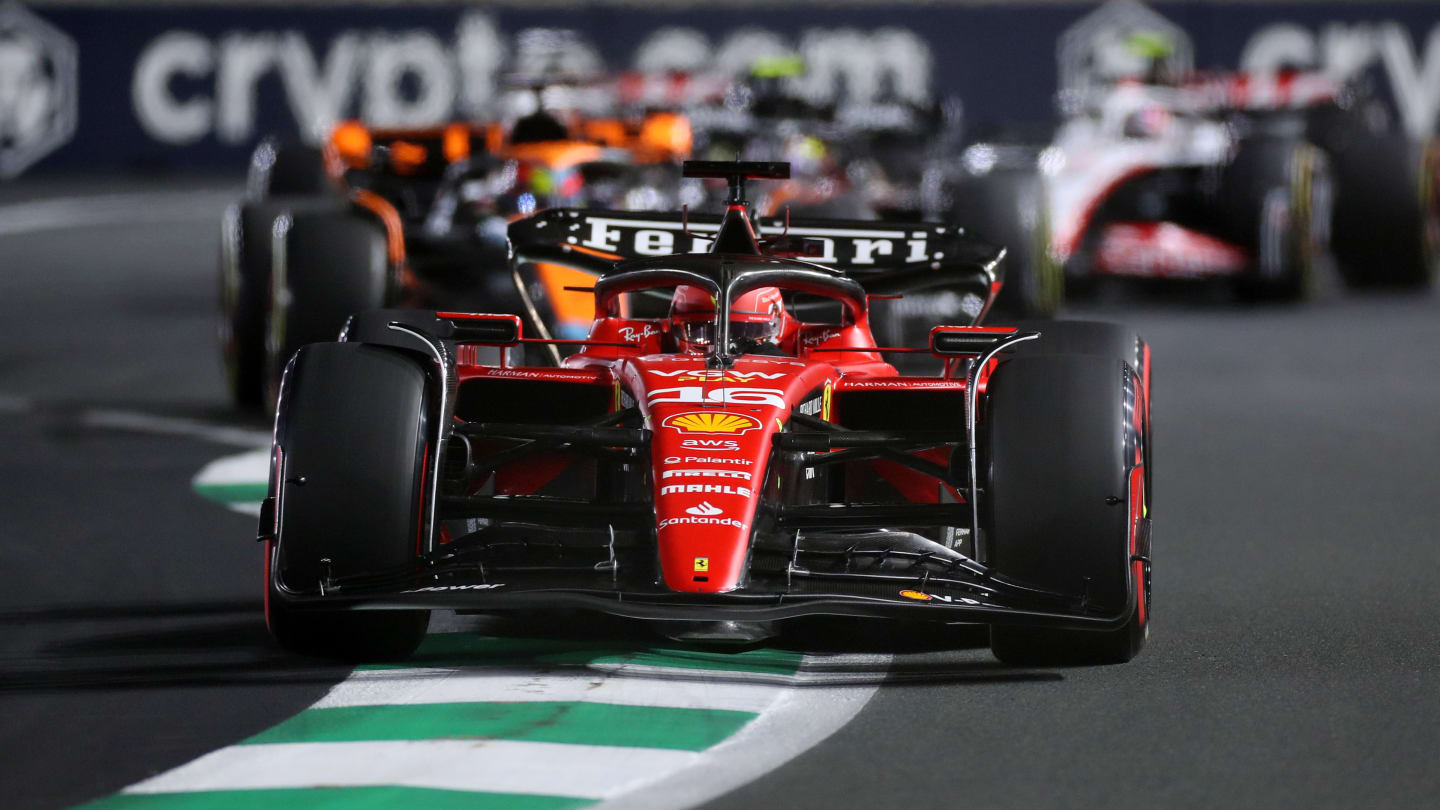 JEDDAH, SAUDI ARABIA - MARCH 19: Charles Leclerc of Monaco driving the (16) Ferrari SF-23 on track