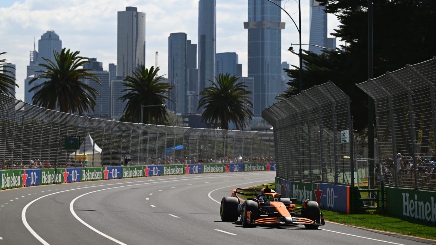 MELBOURNE, AUSTRALIA - MARCH 22: Lando Norris of Great Britain driving the (4) McLaren MCL38