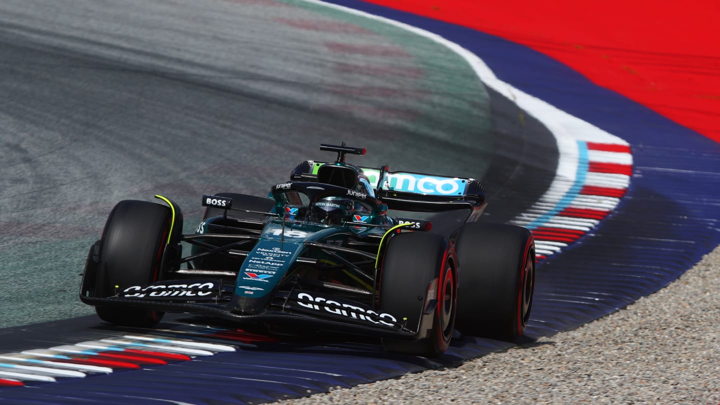 SPIELBERG, AUSTRIA - JUNE 29: Lance Stroll of Canada driving the (18) Aston Martin AMR24 Mercedes