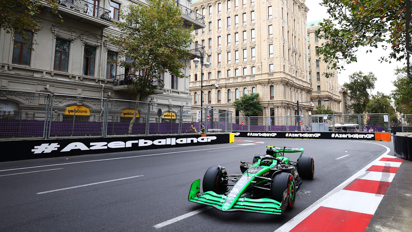 BAKU, AZERBAIJAN - SEPTEMBER 14: Zhou Guanyu of China driving the (24) Kick Sauber C44 Ferrari on track during final practice ahead of the F1 Grand Prix of Azerbaijan at Baku City Circuit on September 14, 2024 in Baku, Azerbaijan. (Photo by Clive Rose - Formula 1/Formula 1 via Getty Images)