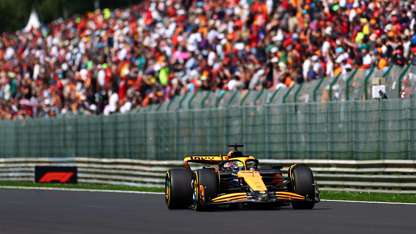 SPA, BELGIUM - JULY 28: Oscar Piastri of Australia driving the (81) McLaren MCL38 Mercedes on track